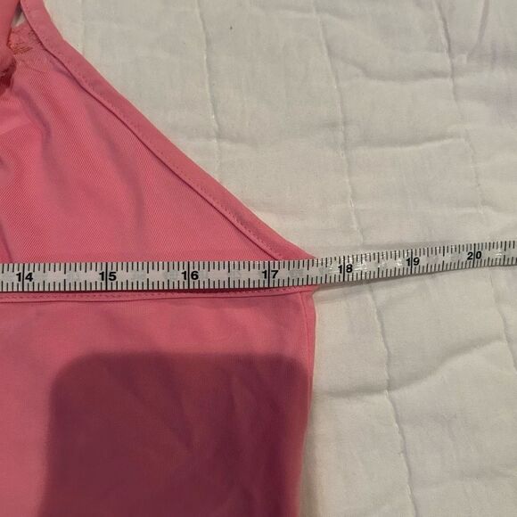 Bay Studio Sleepwear Large cami nightie tank pink lace lined poly spandex - Picture 6 of 8